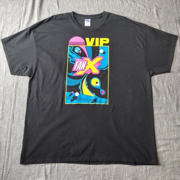 Gildan Other - Comic Con Shirt Size XL Black VIP FanX Cotton Neon Graphic Salt Lake City